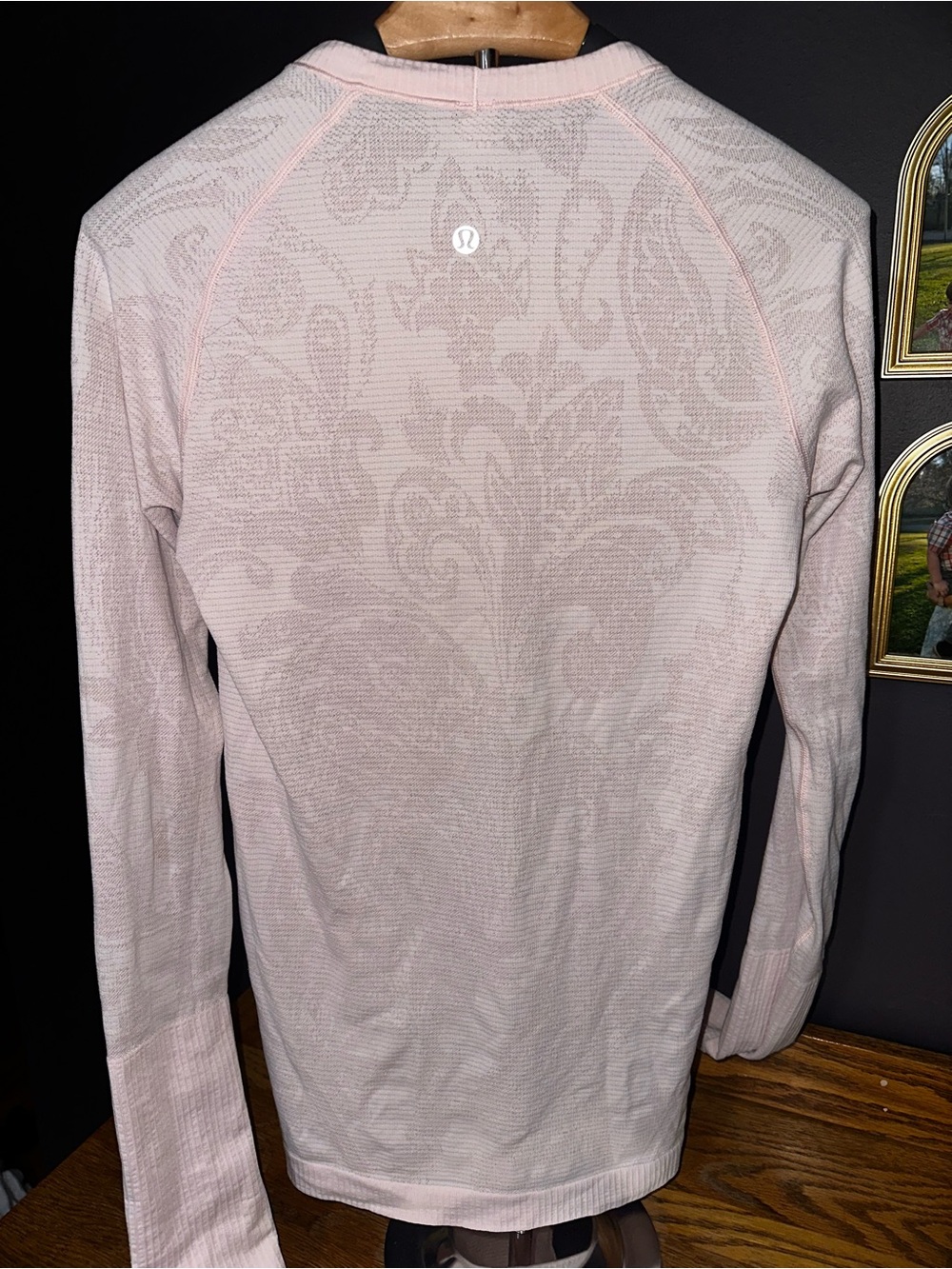 lululemon athletica Pale Pink “Run Swiftly” Long Sleeve Top; flower aesthetic - Picture 2 of 5